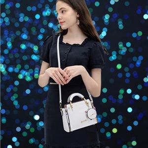 *NEW* White Handbag with Kitty charm pendant Crossbody or Handle Purse